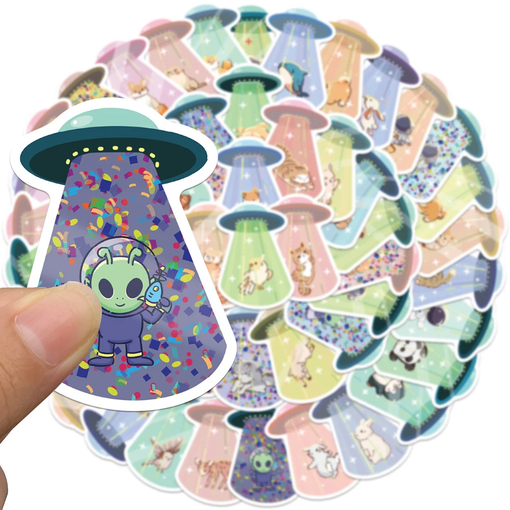 10/30/50pcs Cute UFO Alien Animal Cartoon Stickers Funny Graffiti Skateboard Motorcycle Stationery Kawaii Decals Toys Gifts