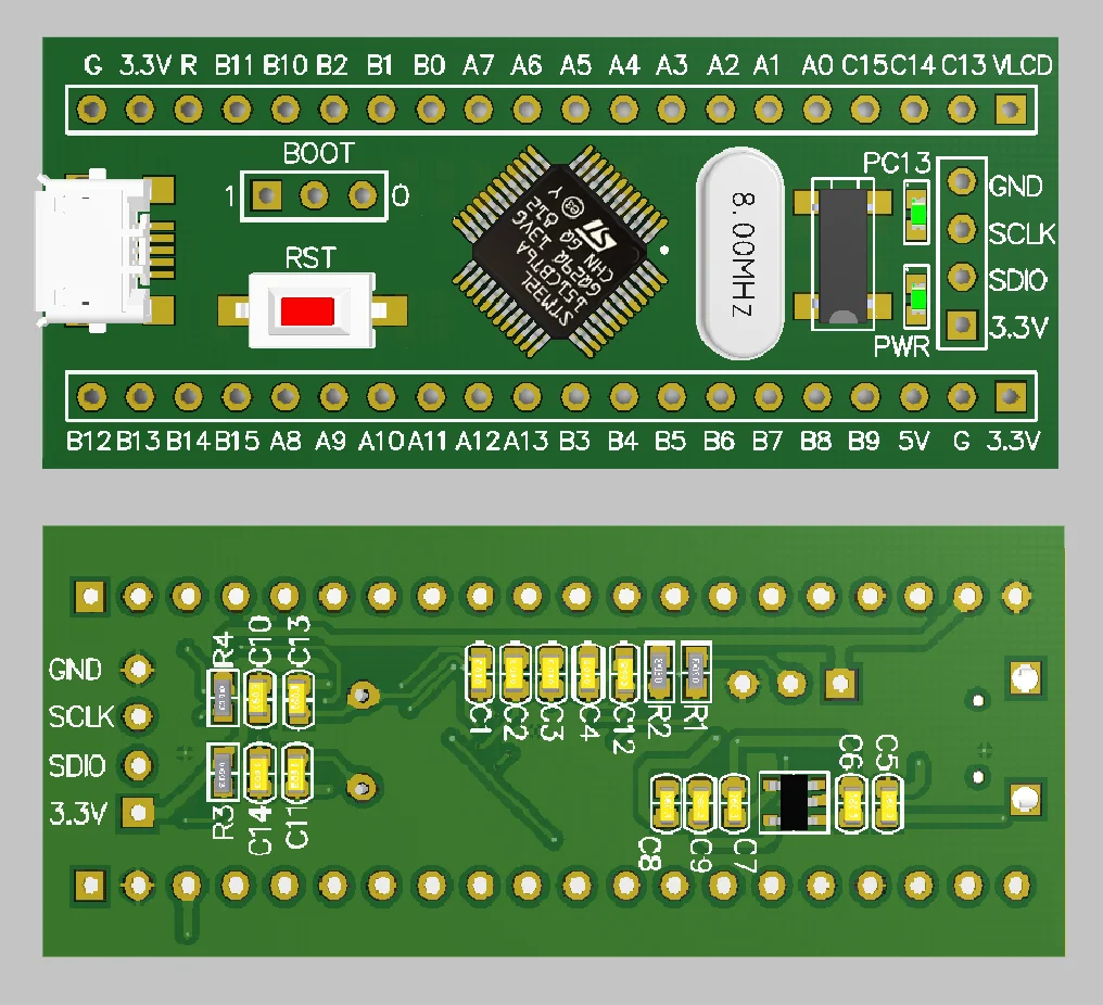 STM32L151C8T6A core board LCD LCD STM32L151 minimum system development board promotion of low power consumption