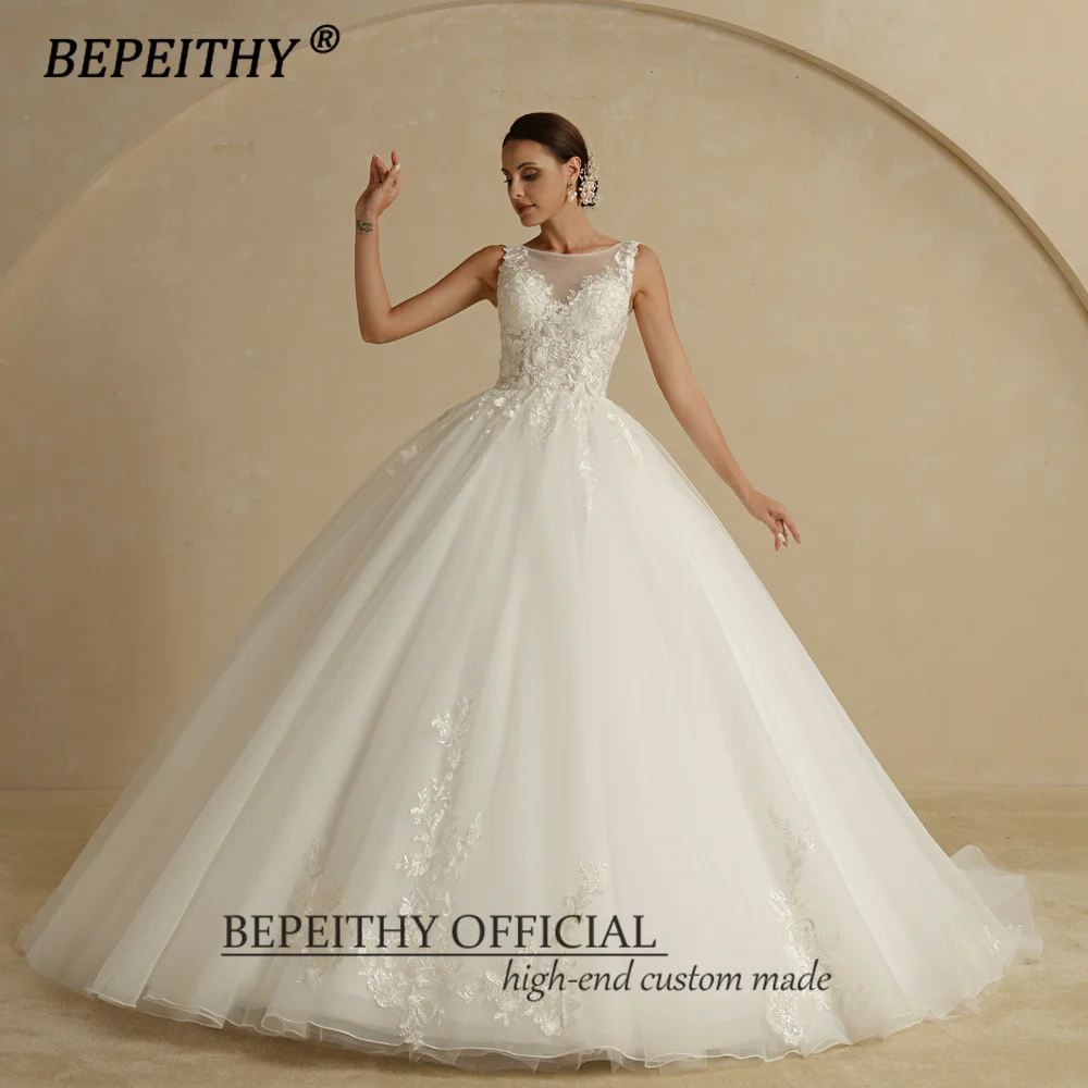 BEPEITHY-Robe de mariée princesse en dentelle blanche pour femme, vintage, courte, train, patients, Rh, 2023