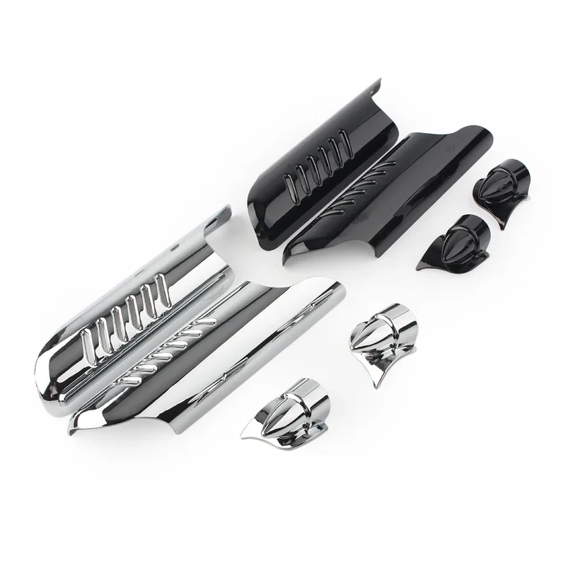 

Chrome/Black Motorcycle Fork Lower Leg Deflectors Shield Cover ABS Plastic For Harley Davidson Touring FLHT 2000-2013