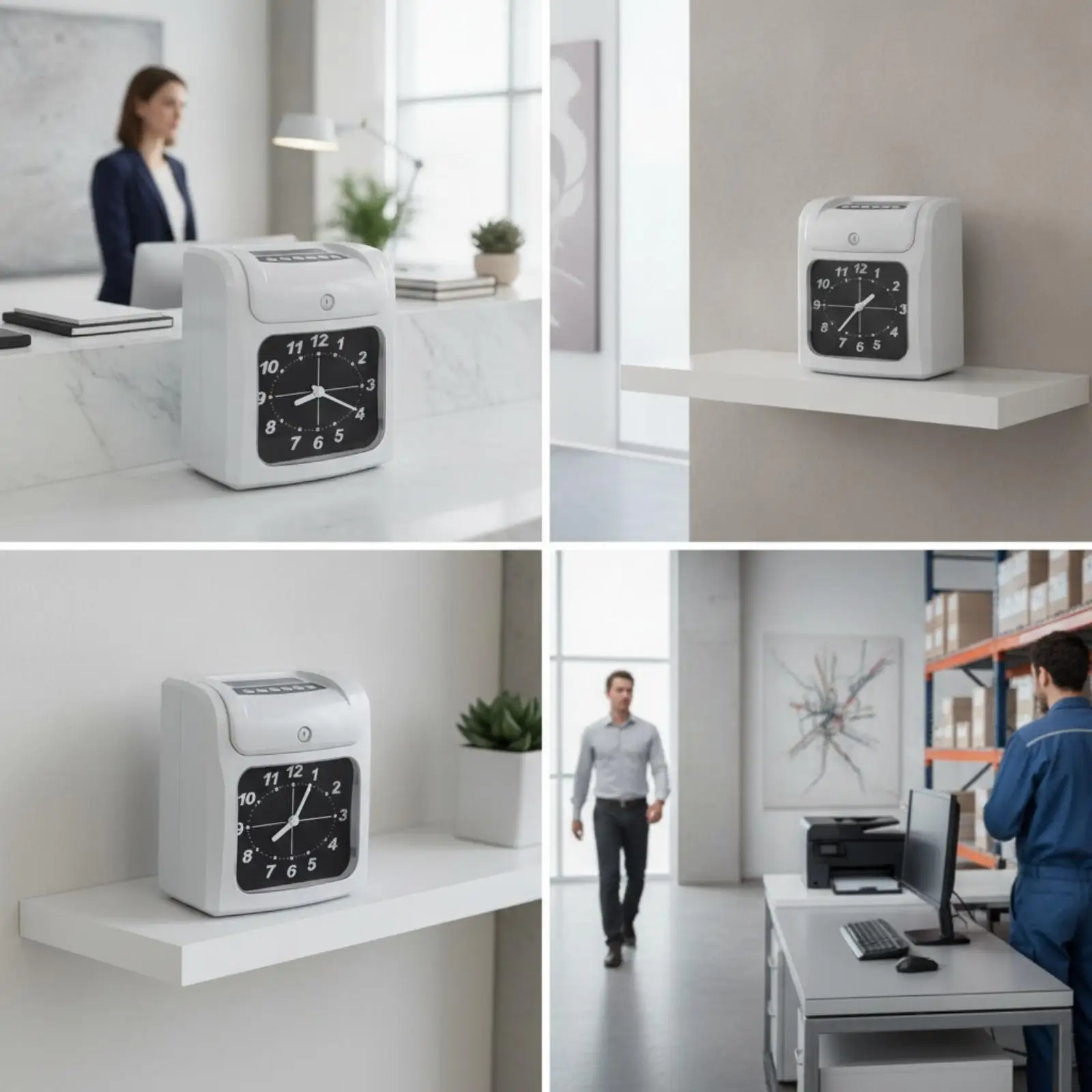 Wall Mountable Attendance Time Recorder with Card Slot for Employee Work Hour Management in Office Workshop Store
