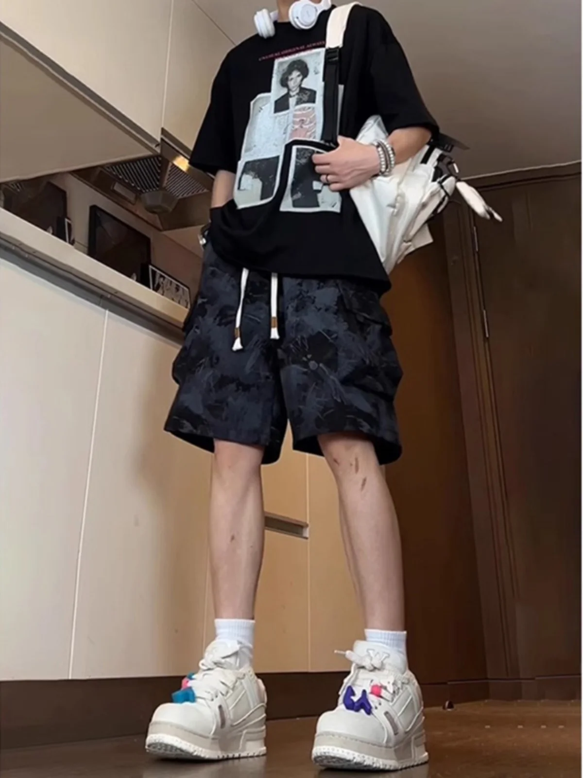 

American Sle Men's Bla Workwear orts Summer Outdoor Wear Thin Five-Quarter Casual Sports Ice Silk orts for Teens