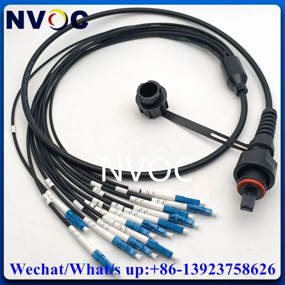 

2Pcs 12C SM G657A1,6.0mm 1M 2M ODVA-MPO Male/Female to LCUPC Fiber Optic Patch Cord Connector For TE,50cm 3.0mm TPU Black Cable