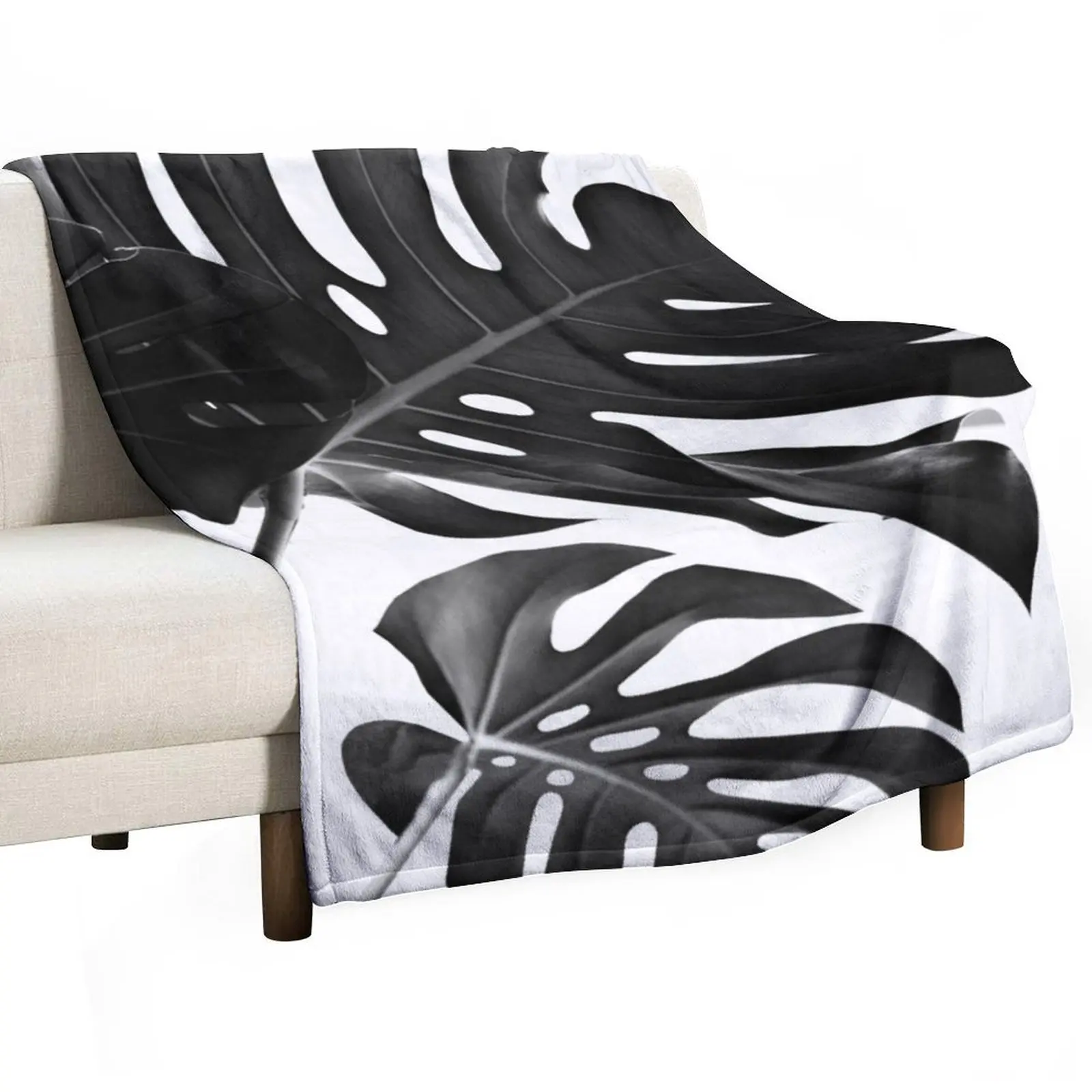 Tropical Monstera Finesse #2 #minimal #decor #art Throw Blanket Multi-Purpose Travel Bed covers Cute Blankets