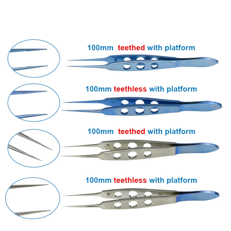 Dovetail Forceps with Teeth/toothless Titanium Alloy Micro Forceps with Platform Ophthalmic Instrument