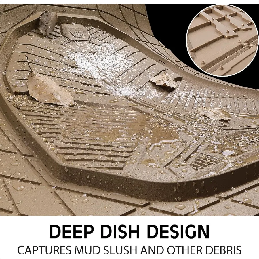 Heavy Duty Rubber Car Mats with Cargo Liner DeepDish Car Floor Mats and Trunk Mat All Weather Universal TrimtoFit for SUVs Truc