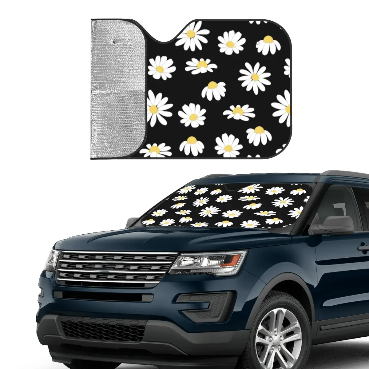 Daisy Flowers Sunshade Windscreen Foldable Car Front Windshield 70x130cm Sunshade Visor Ice Shield Dust Protection