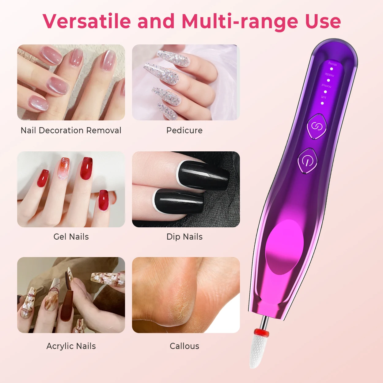 Elektrische nagelboormachine Professionele nagelboren voor gelnagels Polish Oplaadbare draagbare nagelvijl manicure tool