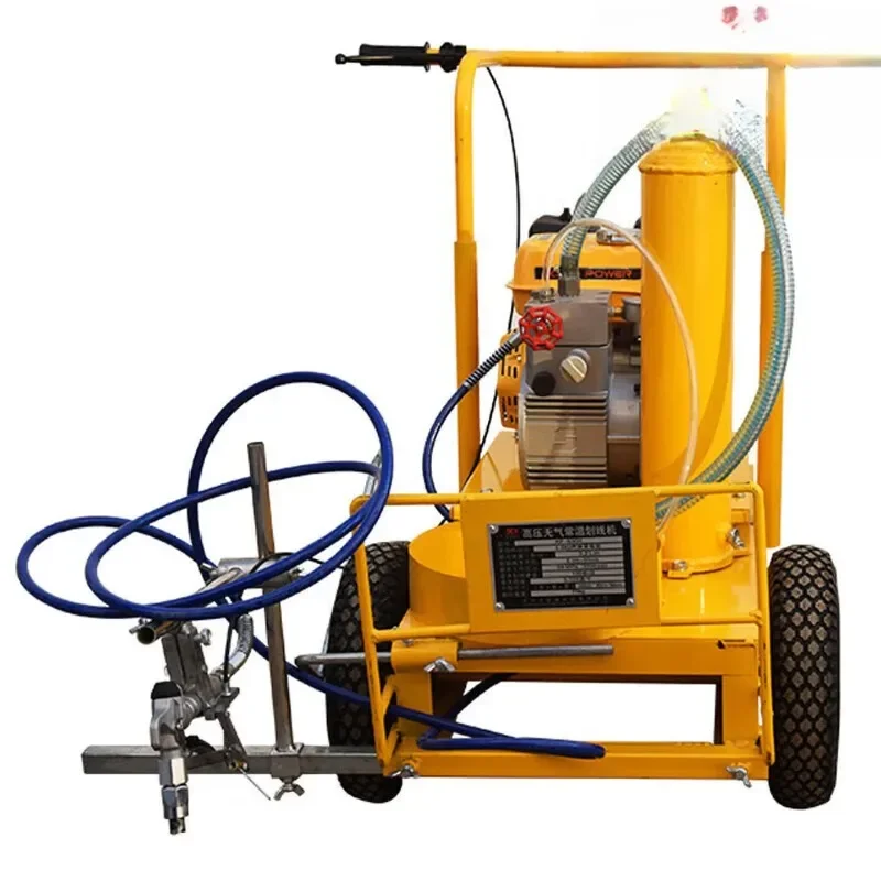 Road marking machine, cold spray road marking machine