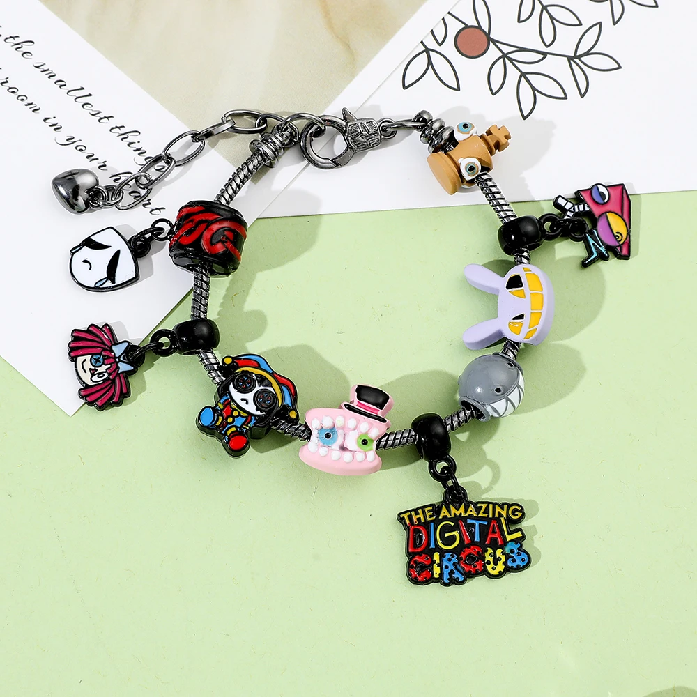 Trend Anime The Amazing Digital Circus TADC Charms Bracelet Cute Cartoon Figure Ragatha Pomni Zooble Enamel Beads Bangle Jewelry