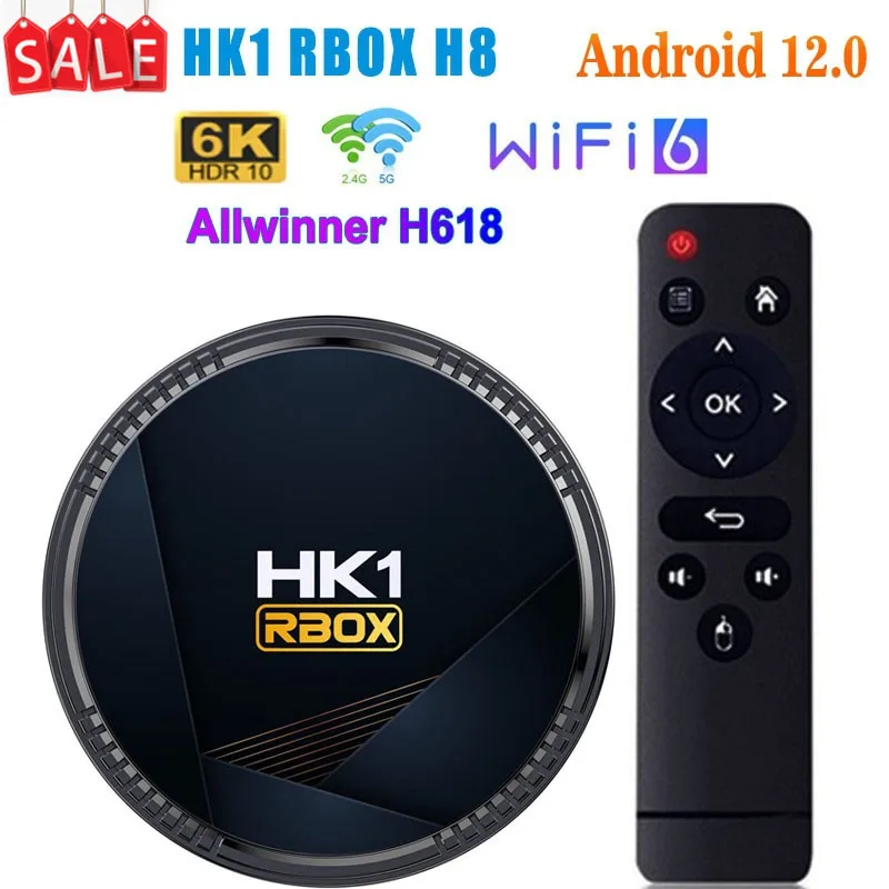 

HK1 RBOX H8 Android 12.0 TV BOX Allwinner H618 Quad Core 4GB128GB 3D 6K BT5.0 Wifi6 Media Player Set Top Box