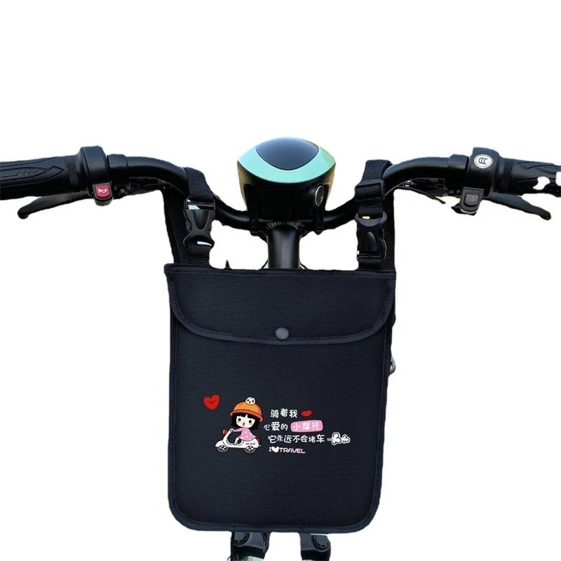 Bolsa de doble capa para bicicleta y patinete, bolsa de almacenamiento tridimensional de gran capacidad con asa frontal, bolsa de almacenamiento para motocicleta