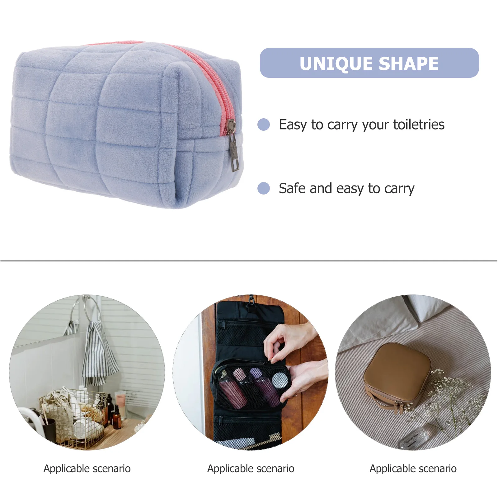 

Makeup Bag Pencil Storage Large Capacity Pouch Blue Holder Bags Women Trendy Miss