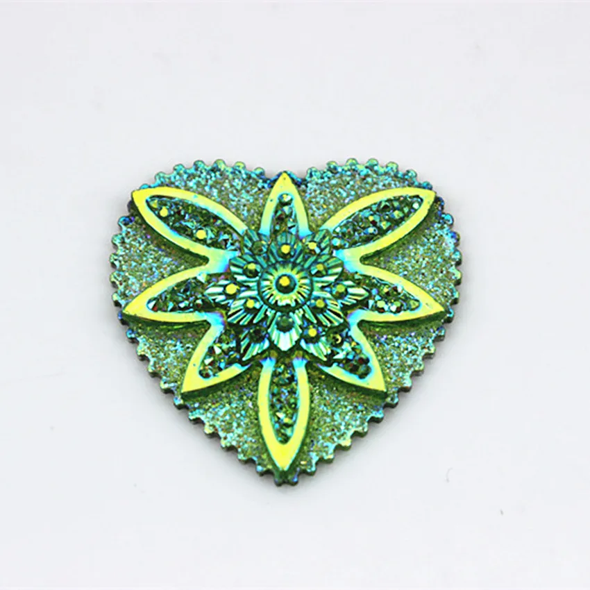 Cong Shao 30pcs 30mm AB Heart Resin Rhinestone Applique Flatback Stones And Crystals  For Crafts Garment DIY CS529
