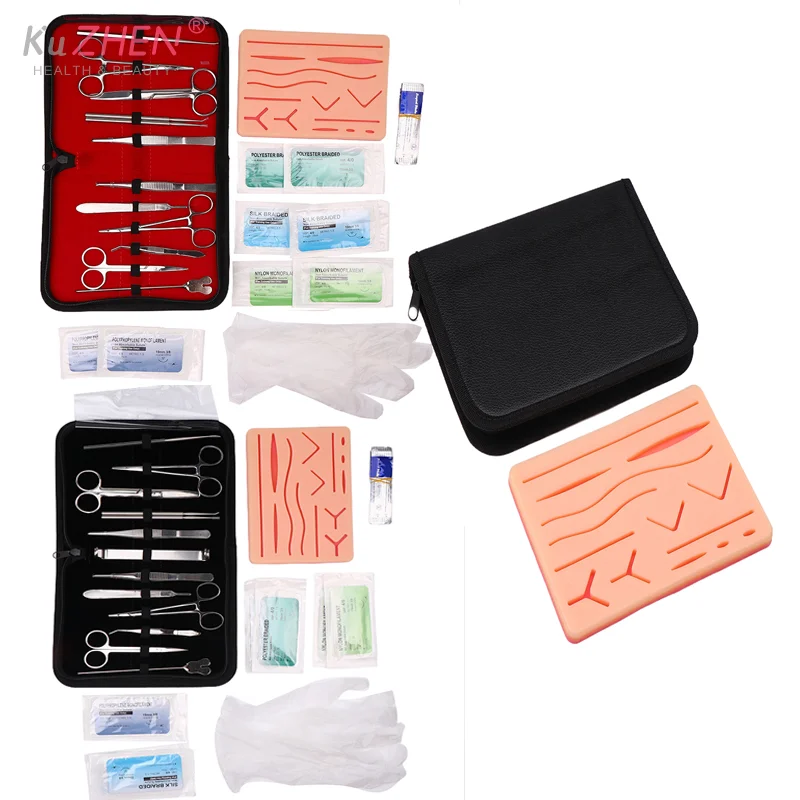 

1 комплект, комплект для практики наложения швов для студентов, хирургическое обучение с силиконовой подушечкой для кожи, модельный набор инструментов, образовательное учебное оборудование