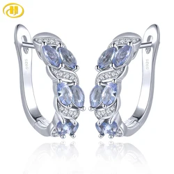 Natural Tanzanite Solid Sterling Silver Clip Earring 1.5 Carats Genuine Light Purple Tanzanite Classic Design S925 Gifts