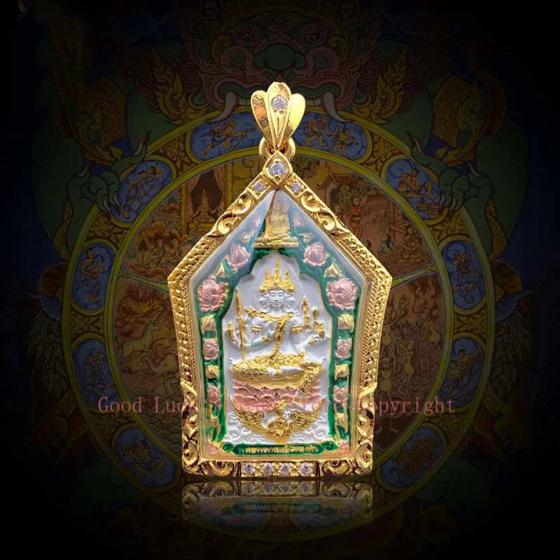 2024 Asia Thailand GOOD Four sided God Buddha Mammon Pendant Temple Amulet bless good luck Recruit wealth all powerful talisman