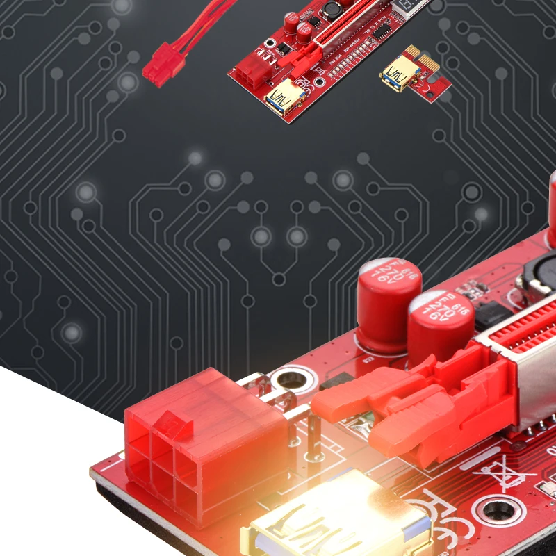 PCIE Riser 013 Pro PCI Express X16 6Pin USB 3,0 LED temperatura para Bitcoin Miner Mining V013 Pro GPU Riser para tarjeta de vídeo Riser