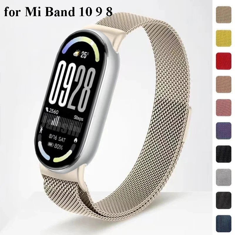 Armband für Xiaomi Mi Band 10 9 8 Globale Version Zubehör Milanese Loop Ersatzarmband Pulseira Correa Mi Band 8 9 10 Bänder