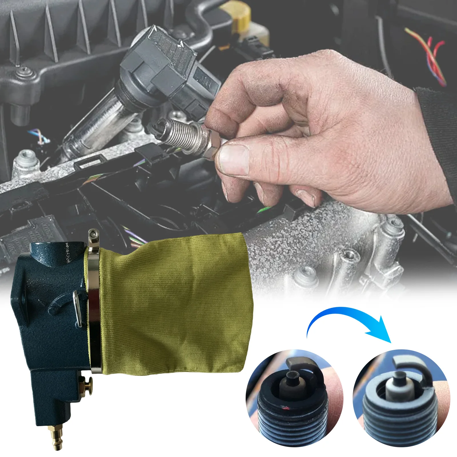 Aluminum Spark Plug Cleaner Sandblaster with Brasive Material Spark Plug Clean Sandblaster for Restoring Ignition Performance