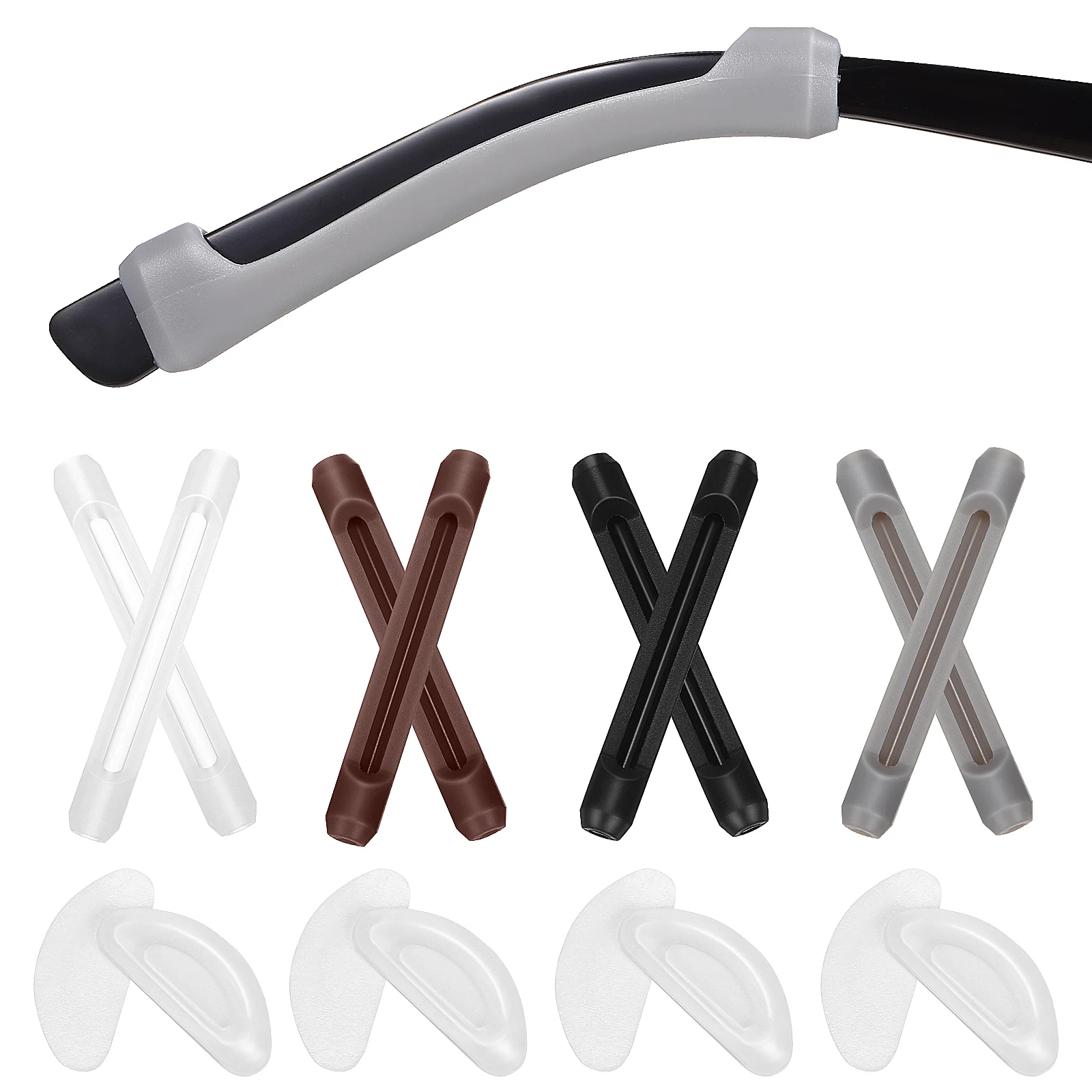 

Nose Pads Glasses D Shaped Soft Silicone Anti Slip Adhesive Eyeglass Parts Black Transparent Gray Brown Temple Covers