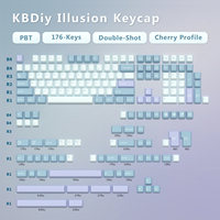 KBDiy 176 Keys/Set GMK Illusion Keycaps for Mechanical Keyboard Keycap Double Shot Cherry Profile PBT ISO Keys for GMK67 GMK75