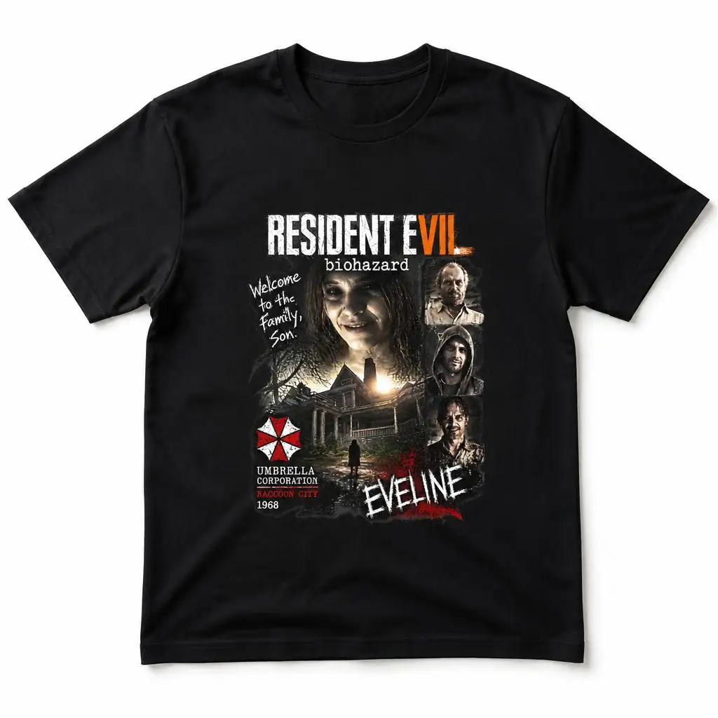 Baker Family Horror Gaming Residents Evils Men Retro T Shirt 100% Cotton Clothing Fun Short Sleeve Tee Gift T-Shirts
