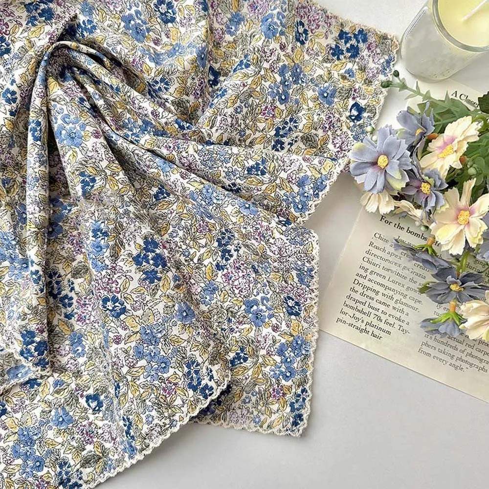

Breathable Small Square Scarf Sunshade Lightweight Printed Silk Scarf Sweet Hair Band Floral Patterned Headscarf Outdoor