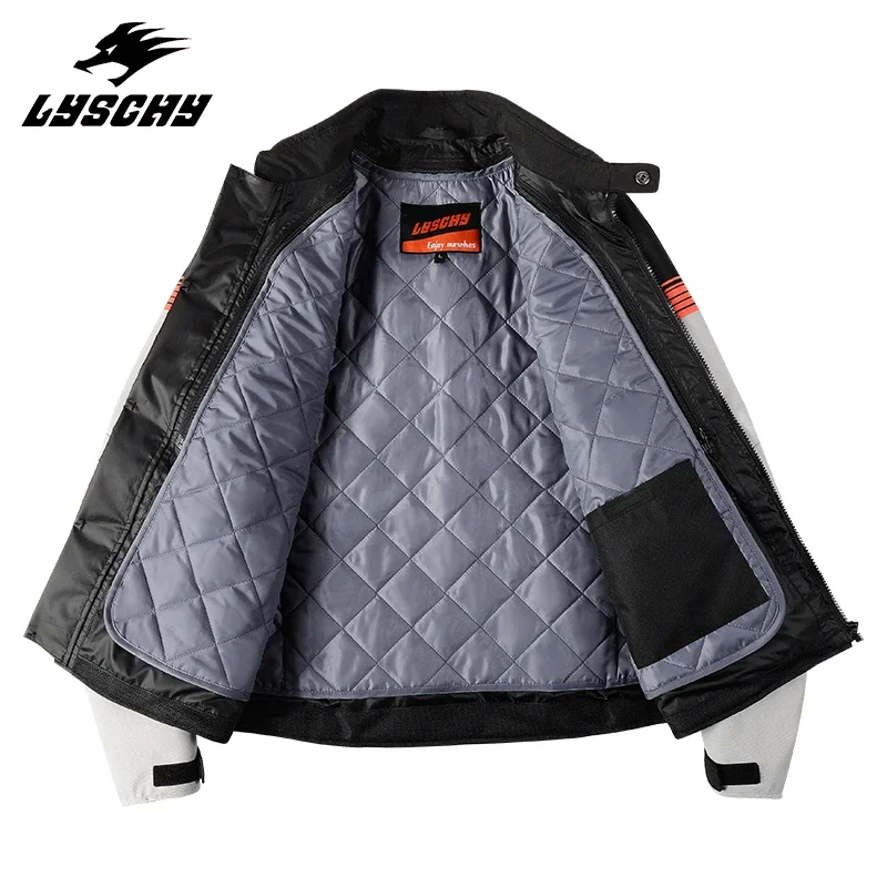 LYSCHY Winter Men Motorcycle Jacket Cold-proof Waterproof Motorbike Riding Moto Jacket CE Protective Gear Armor Clothing S-6XL