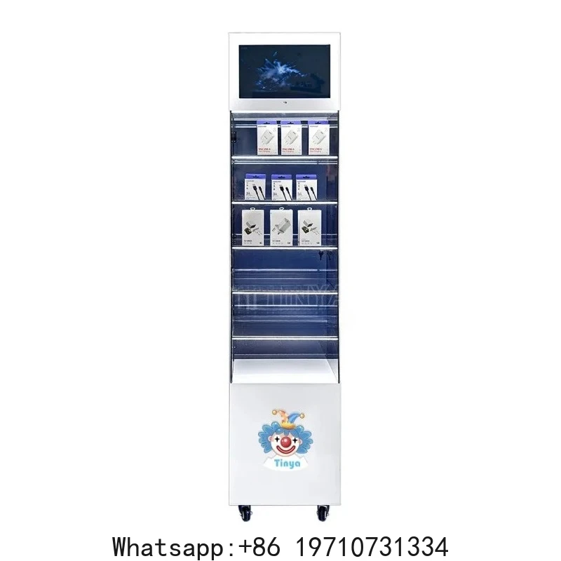 custom.Custom Smoke Shop Cigarettes Shelves Display Stand Counter RGB LED Lighting LCD Screen Display