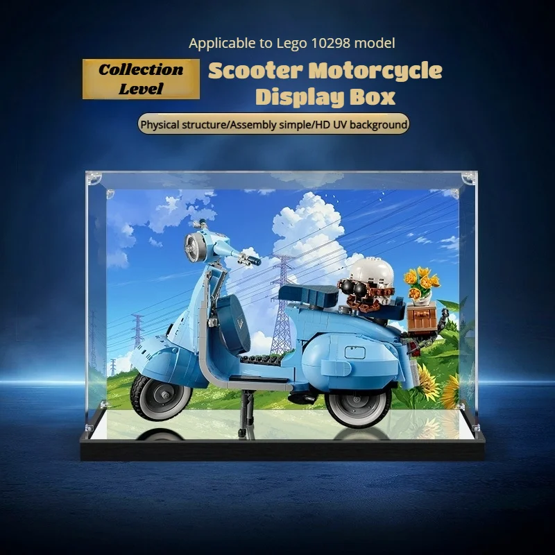 Пылезащитная коробка для дисплея 3 мм для скутера lego 10298 Vespa 125, витрина для мотоцикла, органайзер для хранения (набор Lego в комплект не входит)