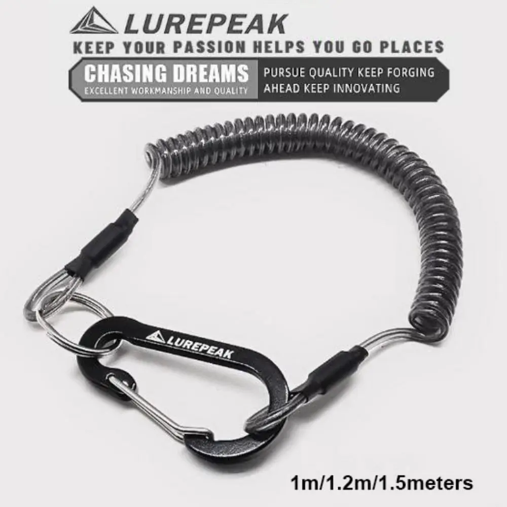 فشل آمنة قابل للسحب سلك مرن الأساسية مشبك أسود الملتوية الاحتفاظ الصيد مكافحة خسر حبل 1 متر/1.2 متر/1.5 متر 4 أنماط #2