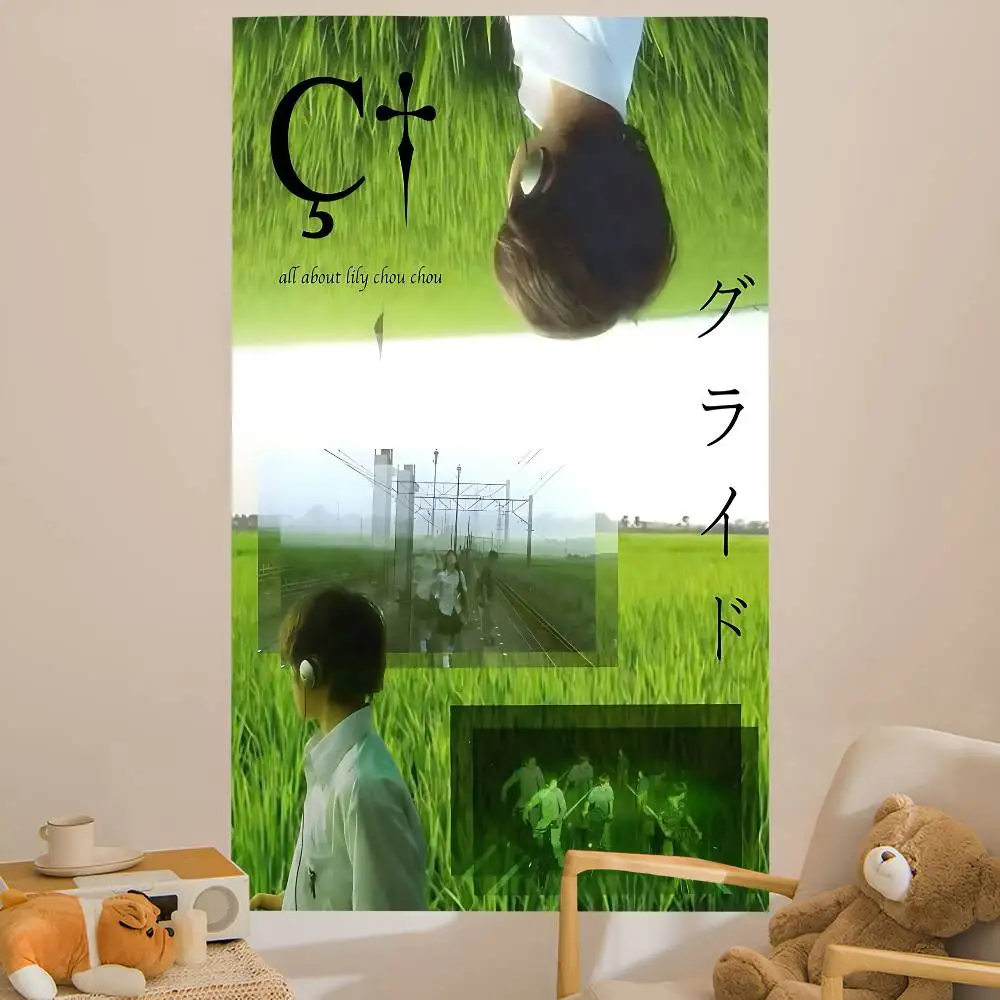 Movie A-All About Lily Chou-Chou Anime Tapestry Hippie Flower Wall Carpets Dorm Decor Wall Hanging Home Decor