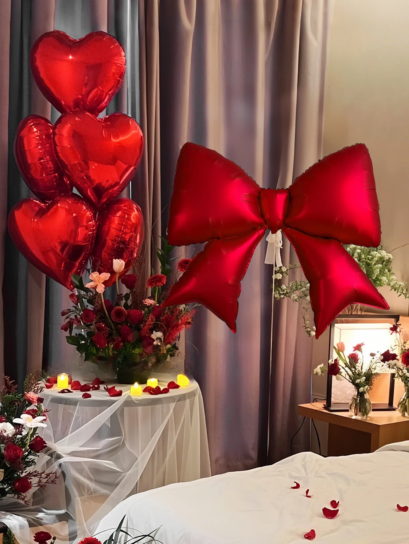 6 قطع بالونات على شكل فيونكة غير لامعة، فيونكة حمراء غير لامعة، مناسبة لهدايا زفاف العروس، ديكورات حفلات الكشف عن الجنس، حفلة عيد الميلاد ديسمبر #2