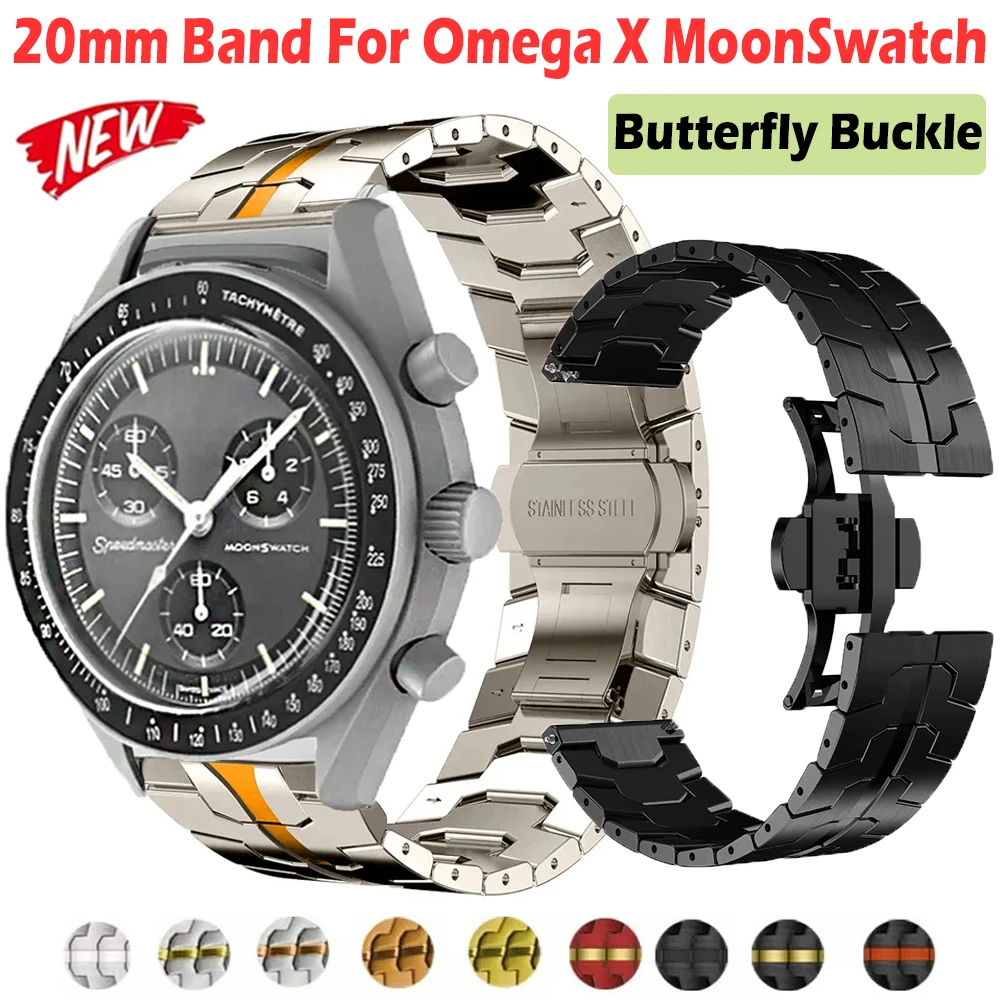 Bracelet en métal pour Omega X Swatch Joint MoonSwatch, en acier inoxydable, accessoire pour Amazfit GTS 3 4 4mini