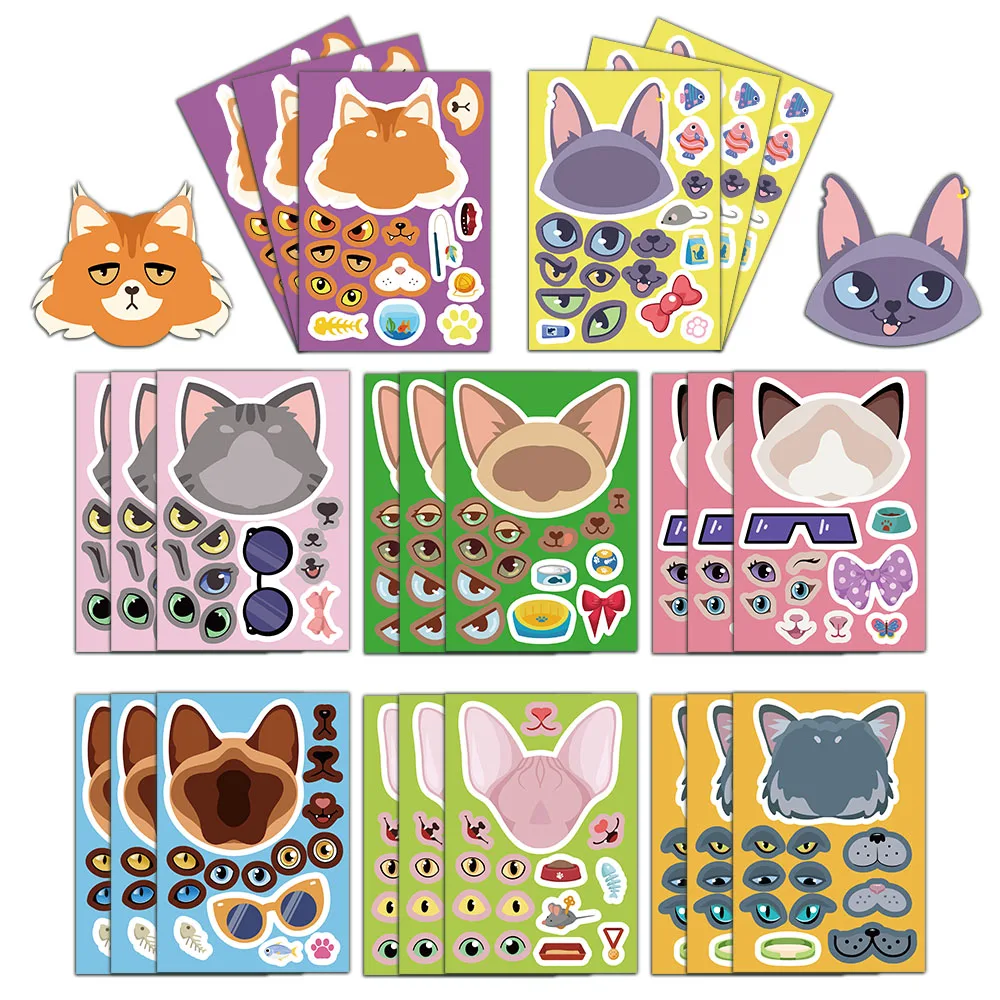 

8/16 шт., милый кот, коллаж, аниме, мультфильм, интерактивная головоломка для родителей, коллаж «сделай сам», коллаж