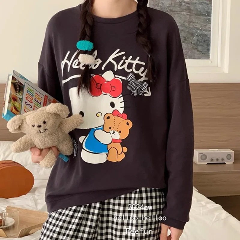 

Sanrio Casual Pajamas Spring Comfort Two-piece Set Hello Kitty Homewear Sanrio Homewear Cartoon Hello Kitty Casual Pajamas