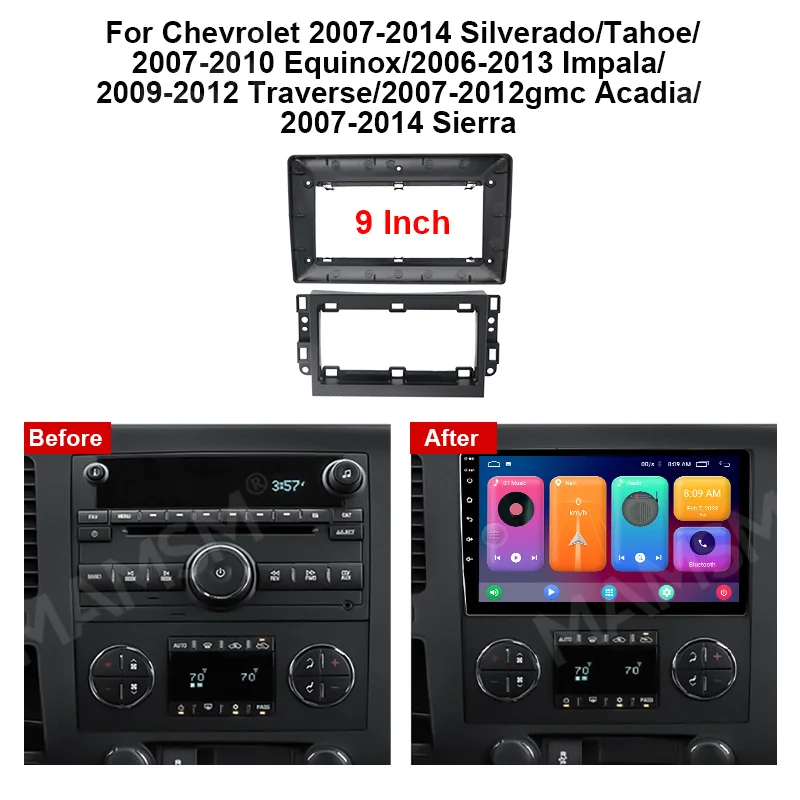 MAMSM 9INCH For Chevrolet SILVERADO TAHOE EQUINOX IMPALA TRAVERSE GMC ACADIA SIERRA Car Radio Fascia Frame Trim Dashboard Panel