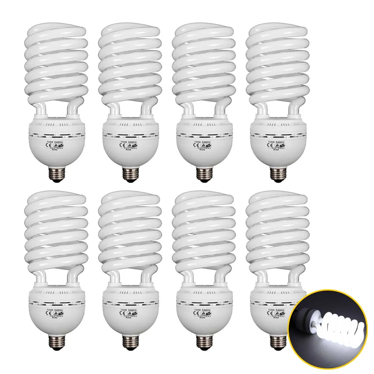 Kit of 8 Photographic Lamps 135W - Cool Daylight 5500K 110V