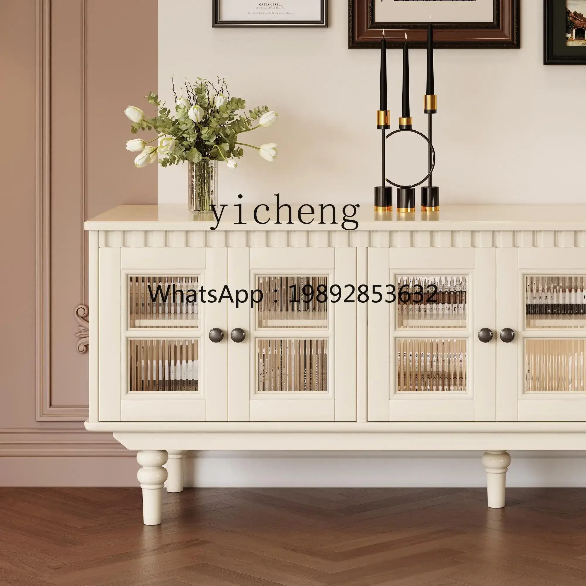 

retro medieval style solid wood TV cabinet villa living room storage coffee table storage locker