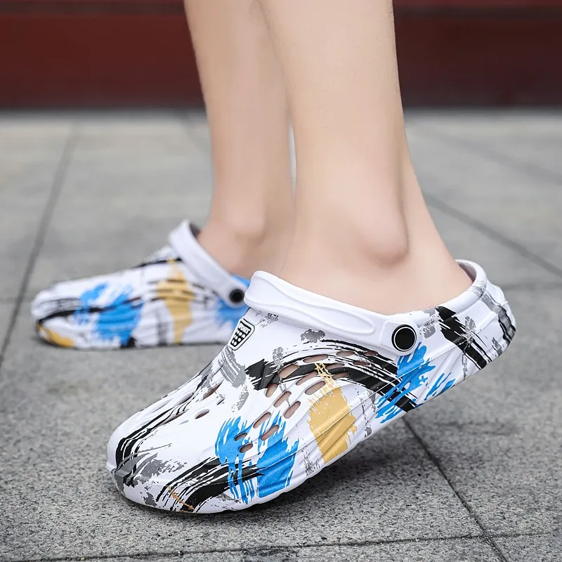 Men's Summer Camouflage Graffiti Sandals Garden Clogs Shoes Men Outdoor Beach Anti-skid Slippers Indoor Home Shoe big size 45-49 view 5