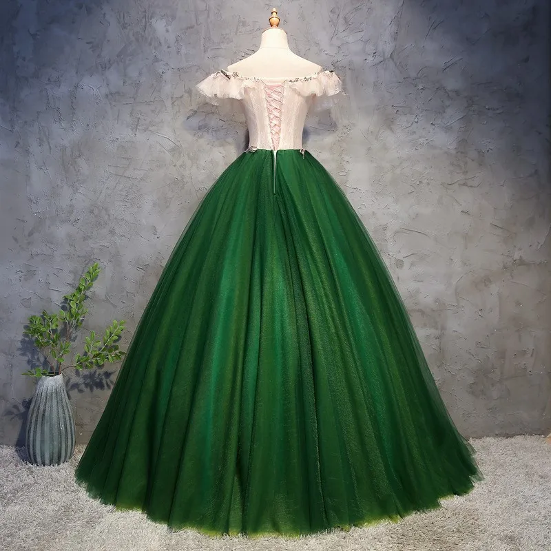 Vestidos de renda quinceanera luxuosos brilhantes, fora do ombro, vestido de baile de aniversário, verde, 15 anos