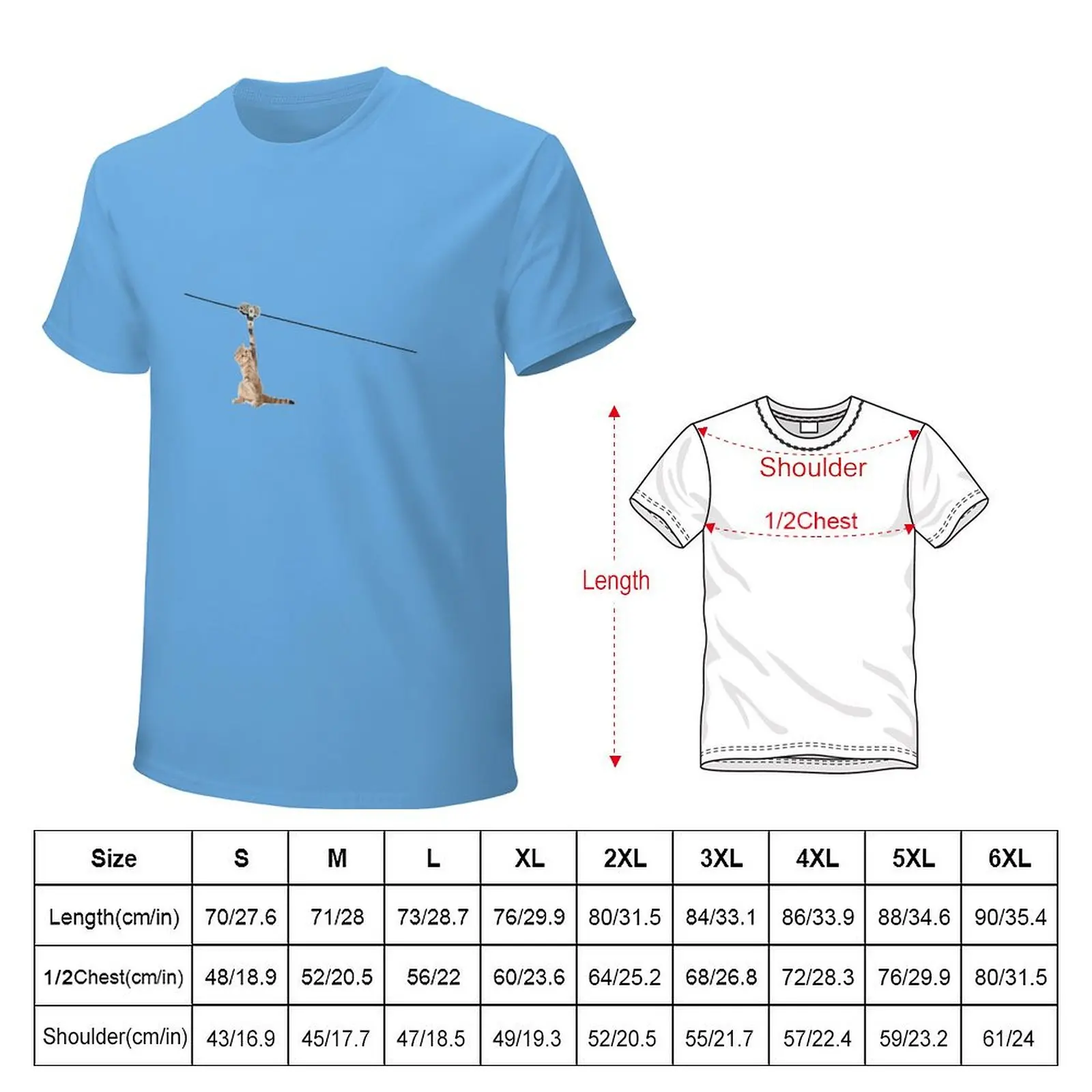 The Feline Zipline T-Shirt Blouse cute clothes Men's clothing