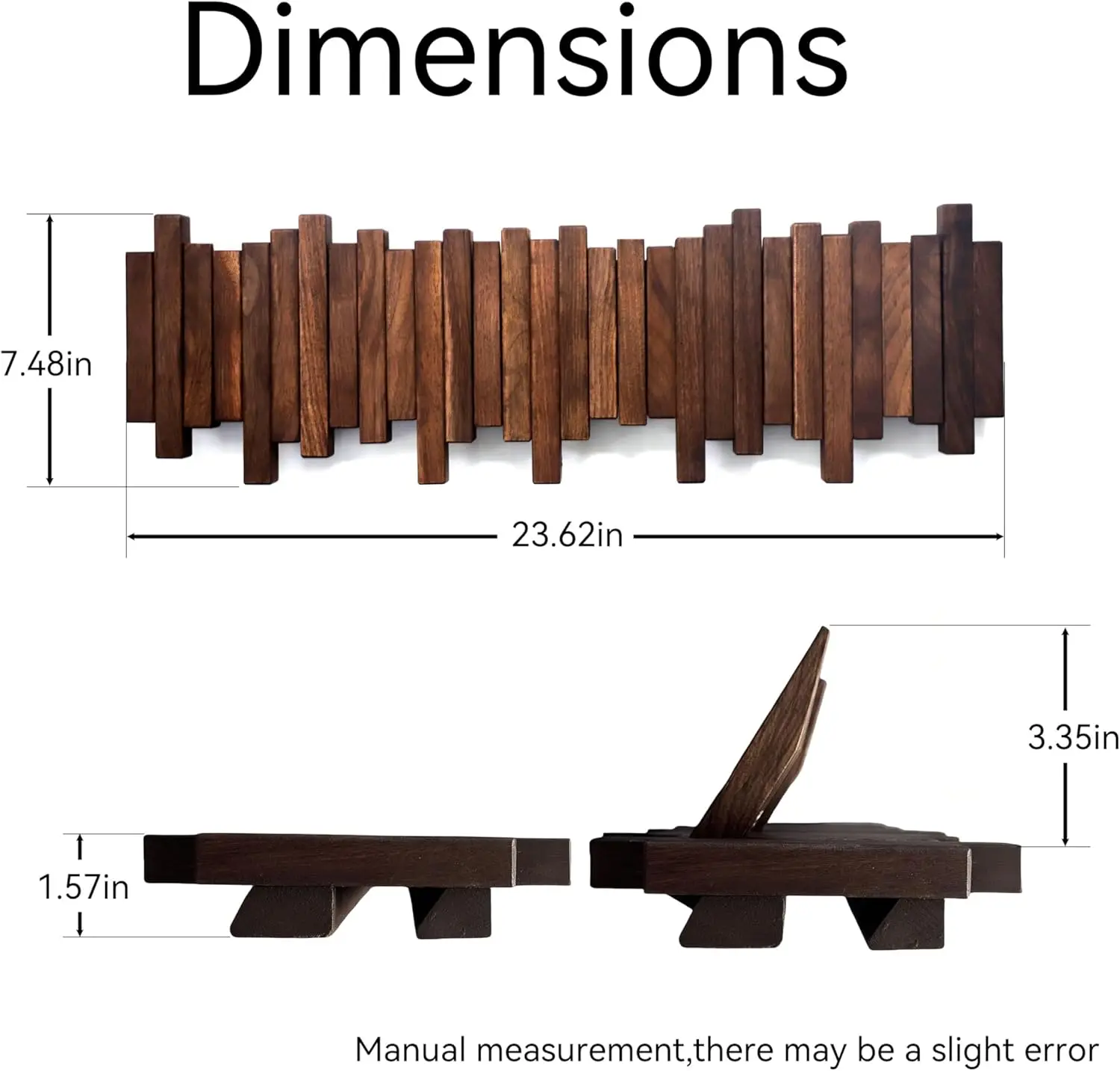 

Вешалка для одежды из массива дерева в стиле фортепиано | Настенная вешалка-крючок с 6 крючками, откидная | Прочные крючки для одежды. Изготовлены из древесины акации (окрашены восковым маслом).