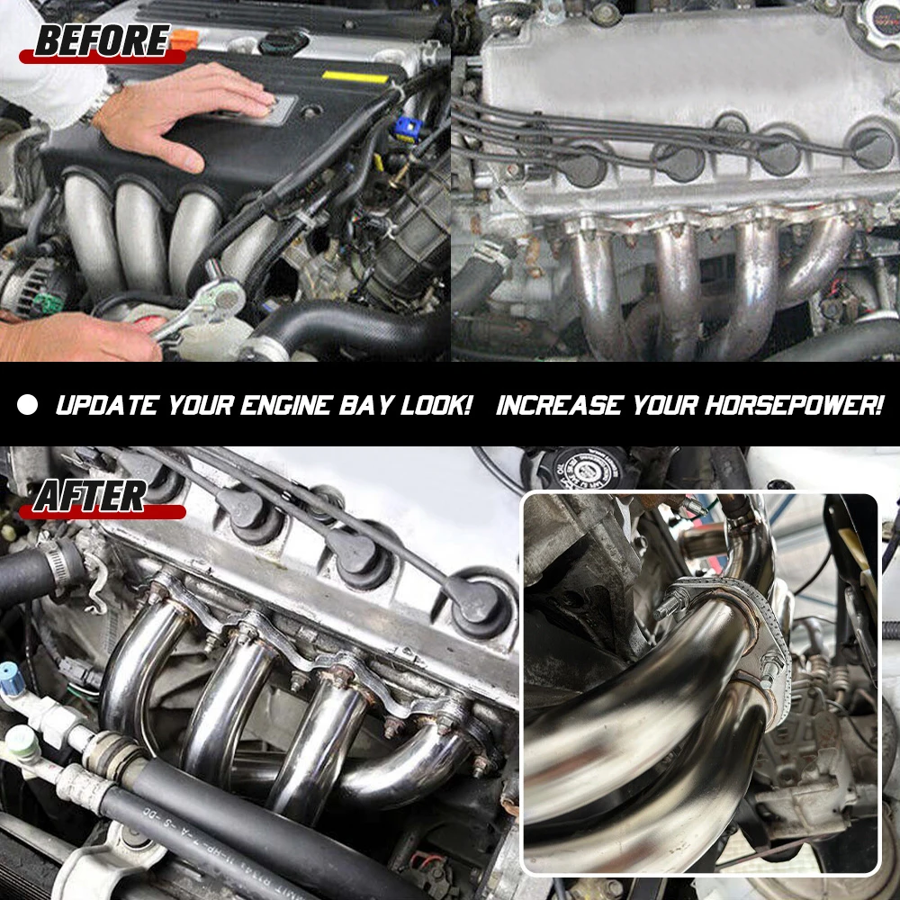 ท่อไอเสียสแตนเลสสําหรับ 88-00 Honda Civicสําหรับ 88-91 Honda CRX D-Series EJ EG EH EK / SOHC EF EK EM D15 D16