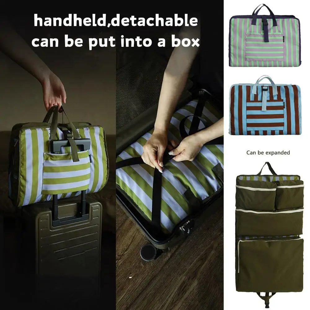 

4in1 Waterproof Striped Travel Duffel Bag For Women Men Lightweight Foldable Hanging Travel Tote Luggage Portable Storage Bag