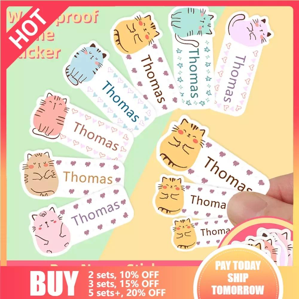 Custom Transparent Self-adhesive Name Sticker Tag Personalized Washi Label Waterproof Iron on Stickers for Kids School Clothes