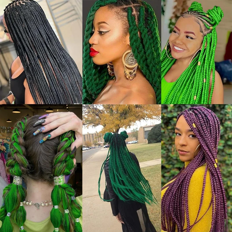Zielone doczepy do warkoczy 24 cale syntetyczne jumbo crochet twist warkocze do zaplatania box twist doczepy do włosów