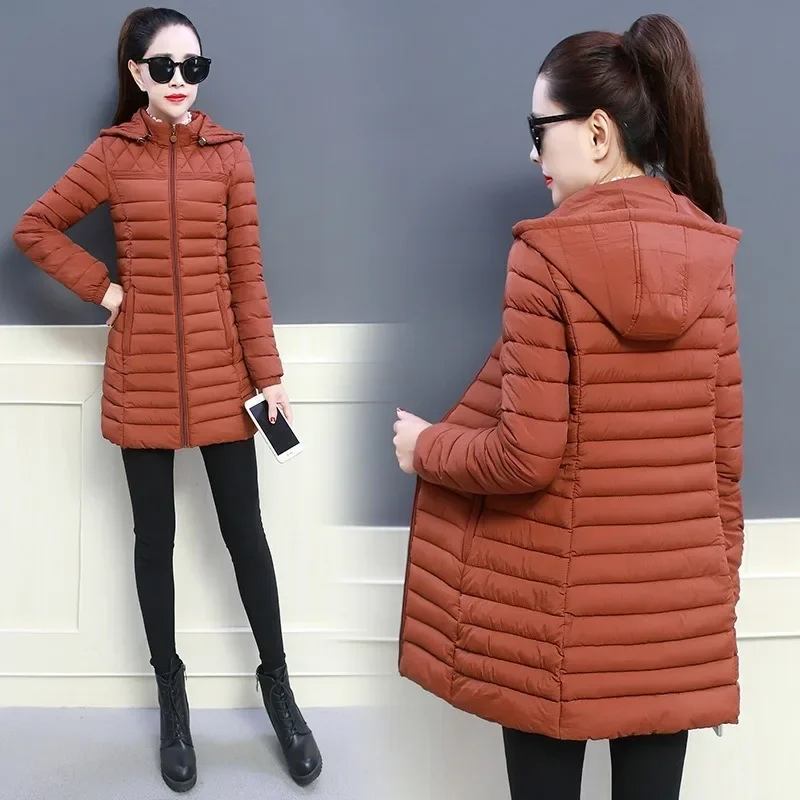 

Women's Jacket Fashion Loose Zippers Pockets Designs Parkas Casual Warm with Pockets Outerwear Stand Collar Hooded Winter Coats