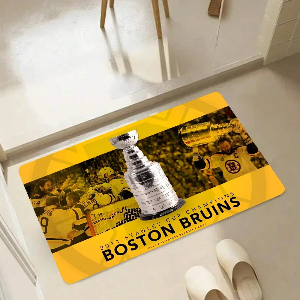 1PC Boston Bruins Floor Mats Door Mats Household Carpets Foot Mats Kitchen And Bathroom Absorbent Non-slip Mats